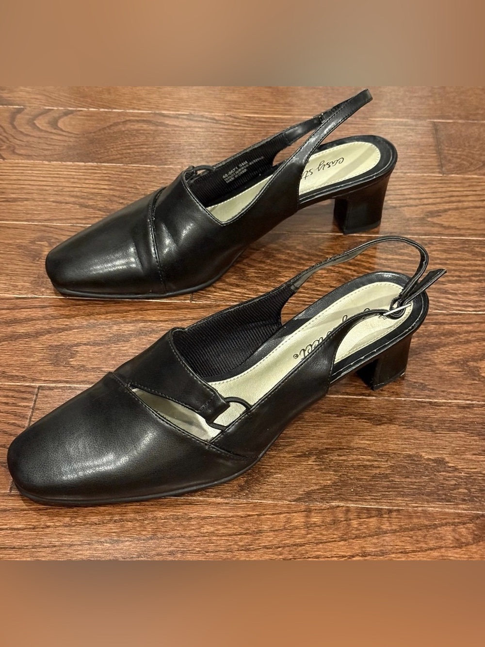 Easy Street Black Slingback Block Heel Pumps 9.5
